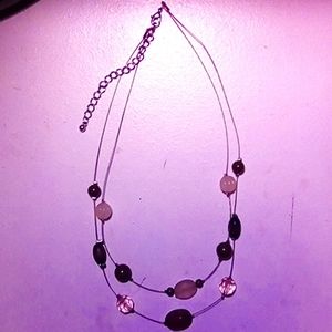 Double wire beaded necklace